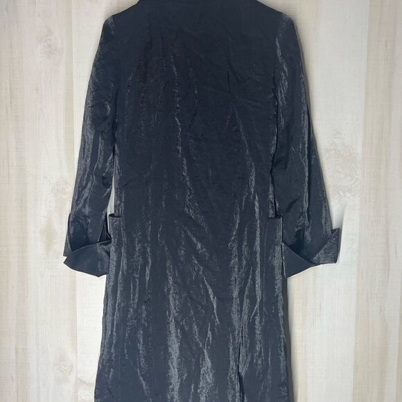 TULLE black double breasted long sleeve shimmering coat yellow lining, medium - Picture 10 of 15